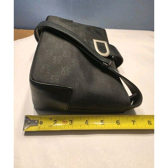 DKNY Black Fabric Faux Leather Buckle Logo Design Shoulder Bag - Picture 12 of 16